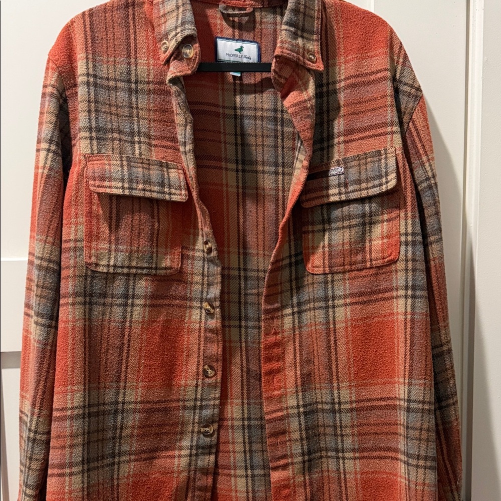 Properly Tied Men's Plaid Button Down Shirt - Rustic Orange and Brown Western